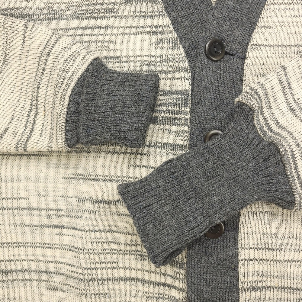 Dehen 1920 Knitting Co Sweater Mens XL Gray Beige Wool Striped Cardigan Made USA - Picture 10 of 16